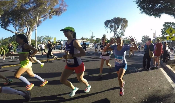 Cheryl Hile running a marathon as a workout.