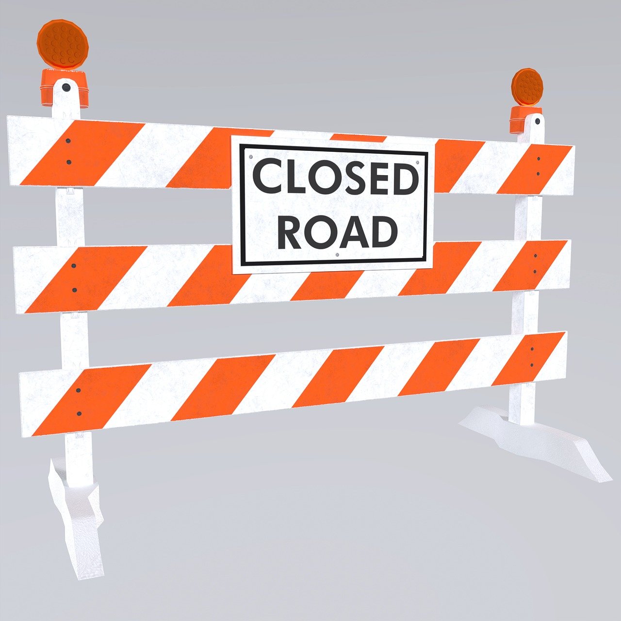 Closed road barrier symbolizes trial limits